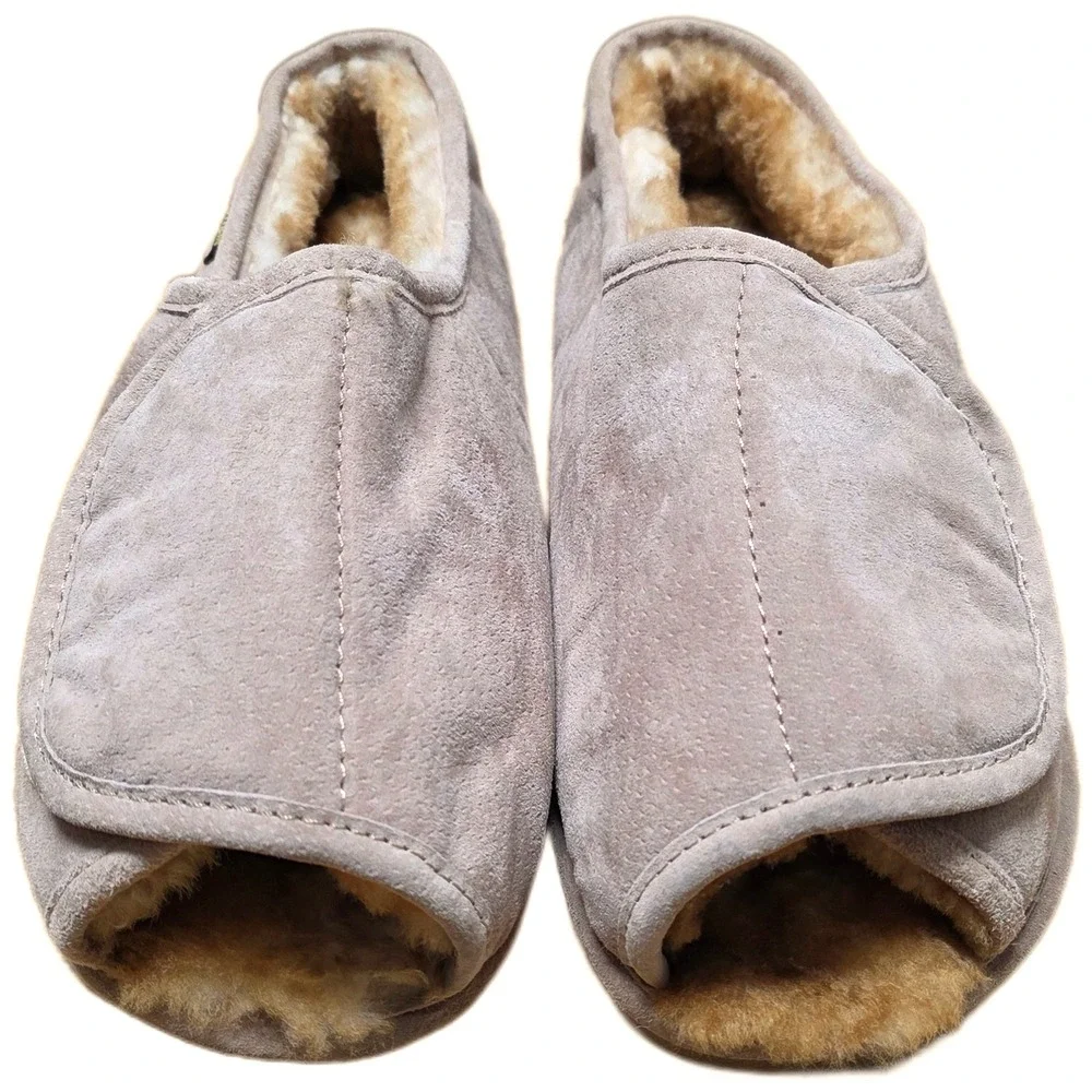 Old Friend Adjustable Step In Slippers Men's Size 12-13 M Light Brown Sheeepskin